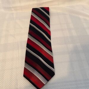 Stafford Bold Red and Black Striped Tie All Silk